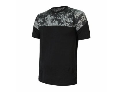 SENSOR MERINO IMPRESS pánske tričko s krátkým rukávom čierna/honeycomb