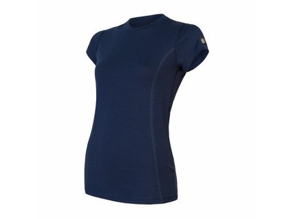 SENSOR MERINO ACTIVE dámske tričko s výstrihom, deep blue