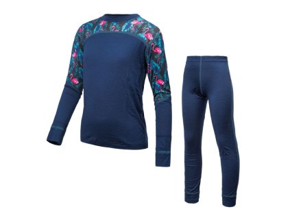 SENSOR MERINO IMPRESS SET detské tričko s dlhým rukávom+spodky, deep blue