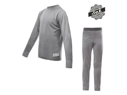 SENSOR MERINO ACTIVE SET juniorské tričko s dlhým rukávom + spodky šedé