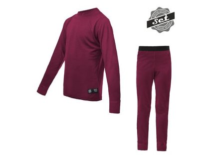 SENSOR MERINO ACTIVE SET juniorské tričko s dlhým rukávom+spodky, lila
