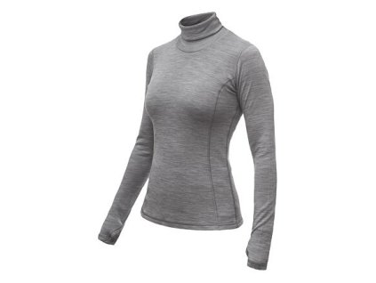 SENSOR MERINO BOLD dámske tričko s dlhým rukávom roll neck cool, šedá
