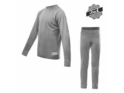 SENSOR MERINO ACTIVE SET detské tričko s dlhým rukávom + spodky šedá