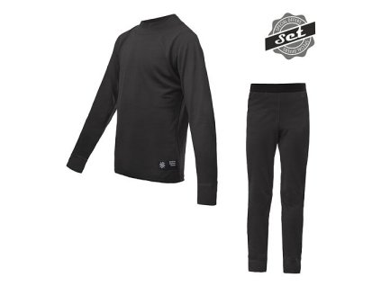 SENSOR MERINO ACTIVE SET juniorské tričko s dlhým rukávom+spodky, čierna