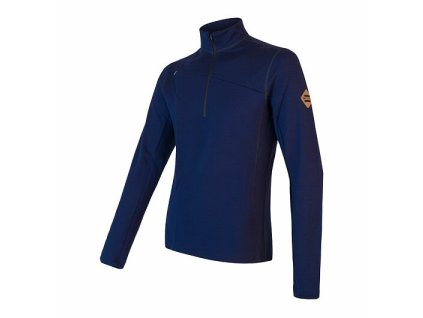 SENSOR MERINO UPPER pánska mikina s krátkym zipsom deep blue
