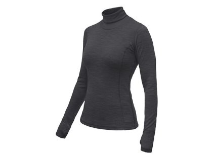 SENSOR MERINO BOLD dámske tričko s dlhým rukávom a výstrihom antracitovo, šedá