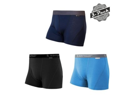 SENSOR MERINO ACTIVE 3-PACK pánske trenky, čierna/modrá/deep blue