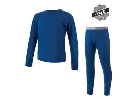 SENSOR MERINO AIR SET detské tričko s dlhým rukávom+spodky, tmavomodrá