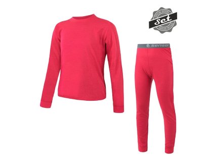 SENSOR MERINO AIR SET detské tričko s dlhým rukávom+šortky, magenta