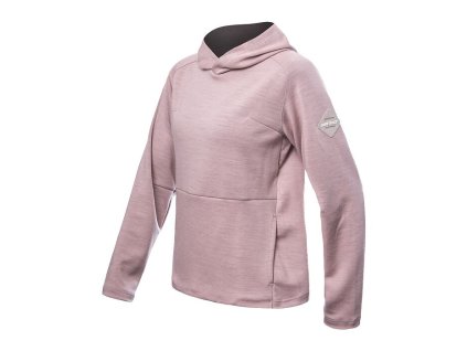 SENSOR MERINO UPPER cestovateľská dámska mikina s kapucňou, dusty pink