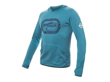 SENSOR MERINO UPPER OUTDOORS pánska klokanka s kapucňou, mint blue