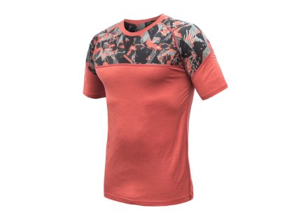 SENSOR MERINO IMPRESS pánske tričko s krátkým rukávom terakota/rush