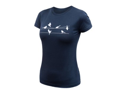 SENSOR MERINO ACTIVE SONGBIRDS dámske tričko, deep blue