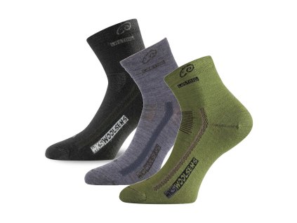 LASTING merino ponožky WKS 3-PACK, čierna+modrá+zelená