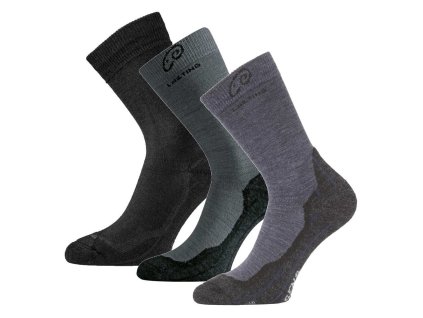 LASTING merino ponožky WHI 3-PACK, čierna+šedá+modrá