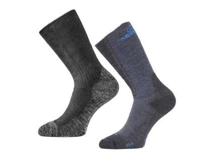 LASTING merino ponožky WinterSki&Hike WSM 2-PACK, čierna+modrá