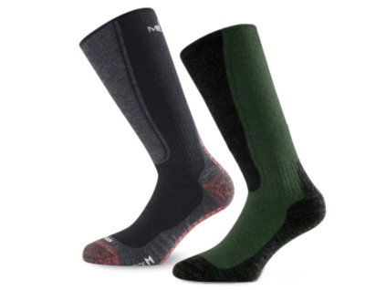 LASTING merino ponožky WinterSki&Hike WSM 2-PACK black+green