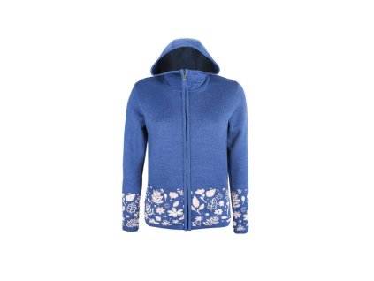 KAMA 5049 dámsky merino sveter s kapucňou, denimová farba