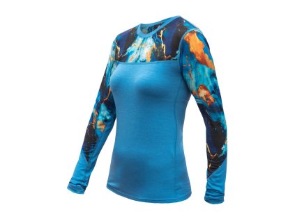 SENSOR MERINO IMPRESS dámske tričko s dlhým rukávom, modrá/universe