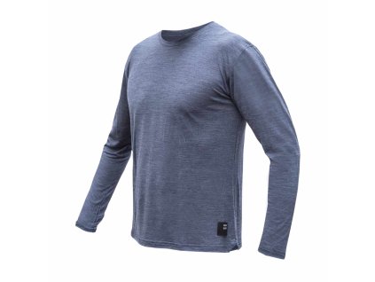 SENSOR MERINO LITE pánske tričko s dlhým rukávom mottled blue