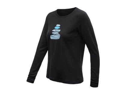 SENSOR MERINO BLEND STONES dámske tričko s dlhým rukávom, čierna