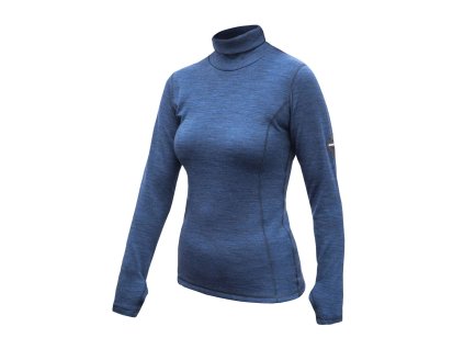 SENSOR MERINO BOLD dámske tričko s dlhým rukávom a výstrihom, cool blue