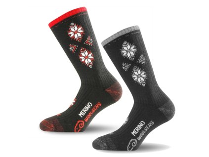 LASTING merino lyžiarske ponožky SCK SET 1+1, čierna, šedá/červená