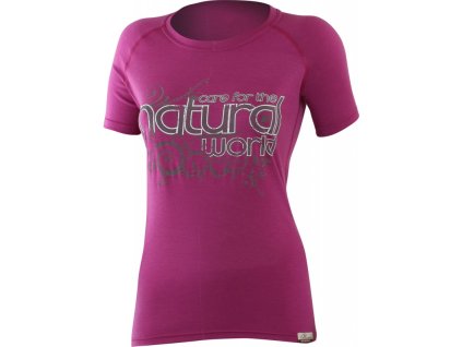 LASTING dámske merino tričko s potlačou NATURAL ružová