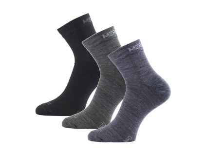 LASTING merino ponožky WHO 3-PACK, čierna+šedá+modrá
