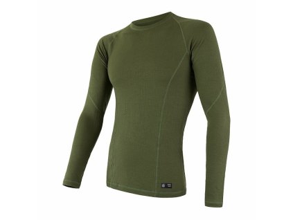 SENSOR MERINO DF pánske tričko s dlhým rukávom safari