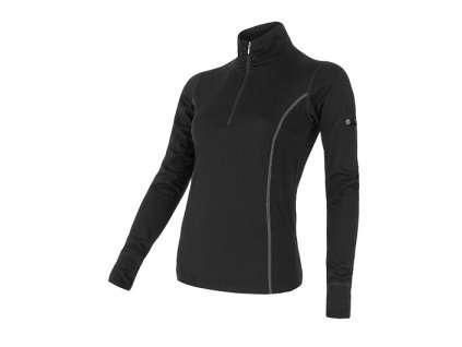 SENSOR MERINO ACTIVE dámske tričko s dlhým rukávom stojačik, čierna