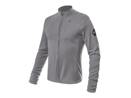 SENSOR MERINO UPPER pánska mikina so zipsom po celej dĺžke, šedá