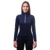 SENSOR MERINO UPPER dámska mikina na krátky zips, deep blue