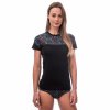 SENSOR MERINO IMPRESS dámske tričko s krátkym rukávom, čierna/feather