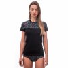SENSOR MERINO IMPRESS dámske tričko s krátkym rukávom, čierna/feather