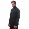 SENSOR MERINO UPPER pánska mikina s krátkym zipsom, čierna