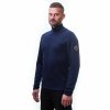 SENSOR MERINO UPPER pánska mikina s krátkym zipsom, deep blue