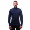 SENSOR MERINO UPPER pánska mikina s krátkym zipsom, deep blue
