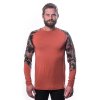 SENSOR MERINO IMPRESS pánske tričko s dlhým rukávom terakota/rush
