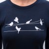 SENSOR MERINO ACTIVE SONGBIRDS dámske tričko s dlhým rukávom, tmavomodrá