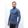 SENSOR MERINO BOLD pánske tričko s dlhým rukávom a výstrihom studená, modrá