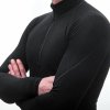 SENSOR MERINO DF pánske tričko s dlhým rukávom na zips, čierna