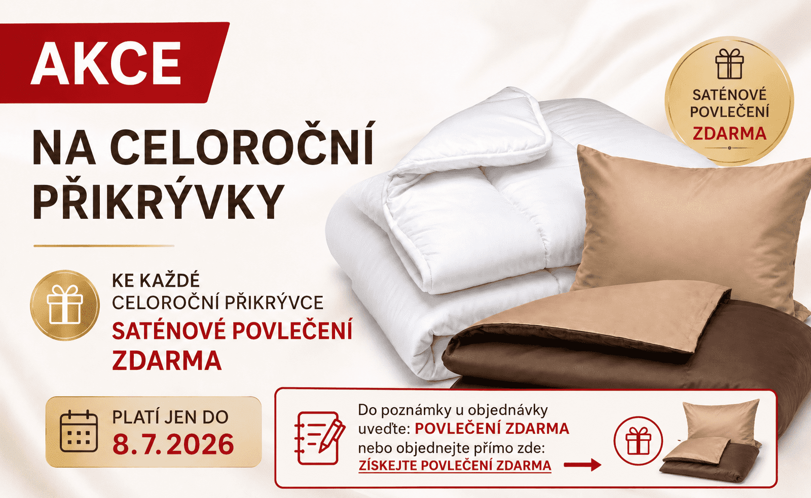 Akce na přikrývky - povlečení zdarma