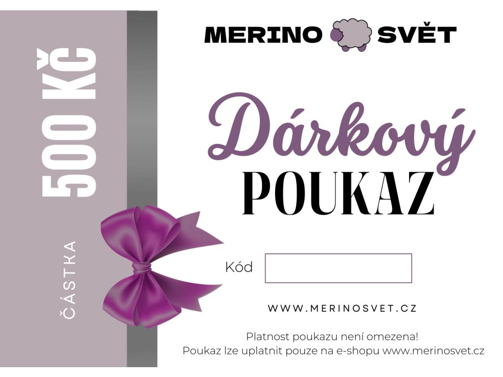 Dárkový poukaz na merino produkty 500 Kč