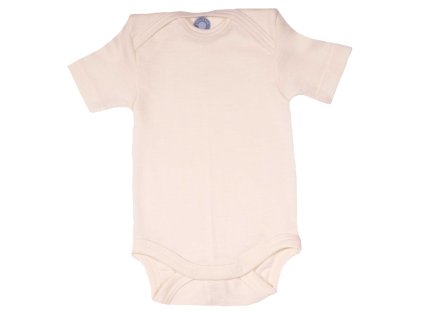 detske merino body s kratkym rukavem bile