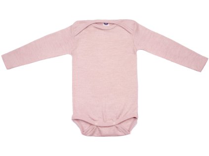 detske merino body s hedvabim dlouhy rukav ruzovy melir