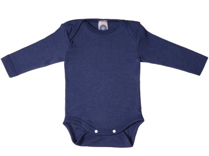 detske merino body s hedvabim dlouhy rukav navy