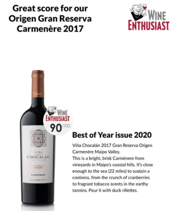 Chocalán Origen Gran Reserva Carmenére 2021, 750ml