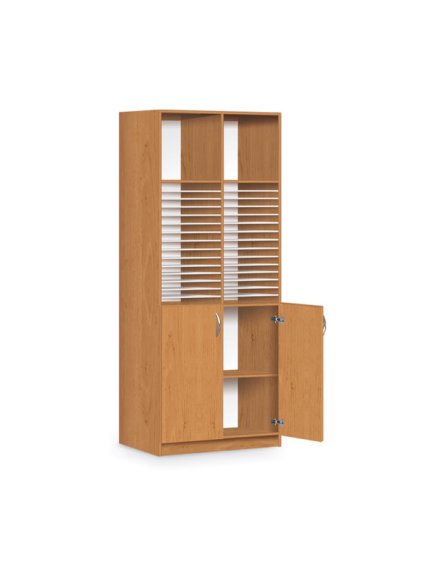 120105 skrin kombinovana polickova s boxy 190 cm