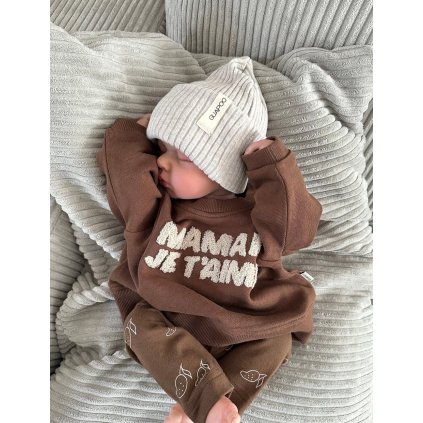 Guapoo, Detská bouclé mikina Chocolate MAMAN JE T'AIME, Messy Brassy (6)
